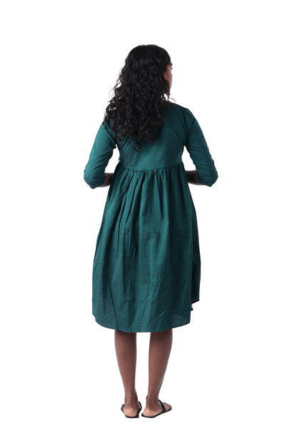 Dark Green Double shade handloom Wrap Dress