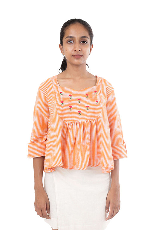 Handloom Orange Stripes Tunic