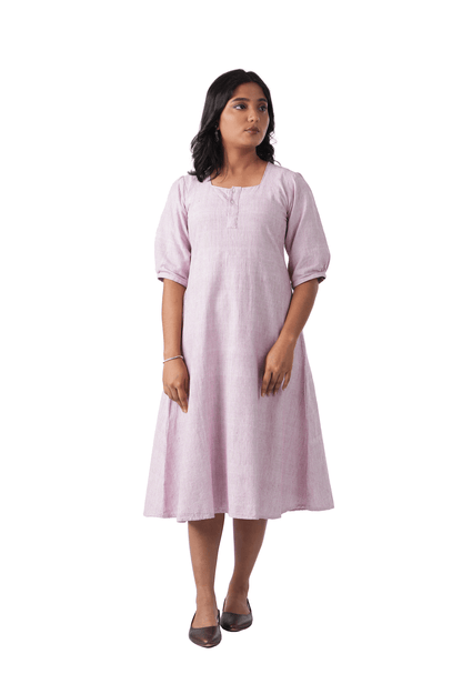 Pink Handloom A-line Kurta Dress