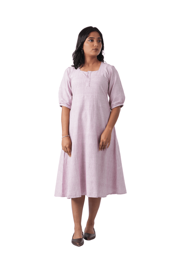 Pink Handloom A-line Kurta Dress