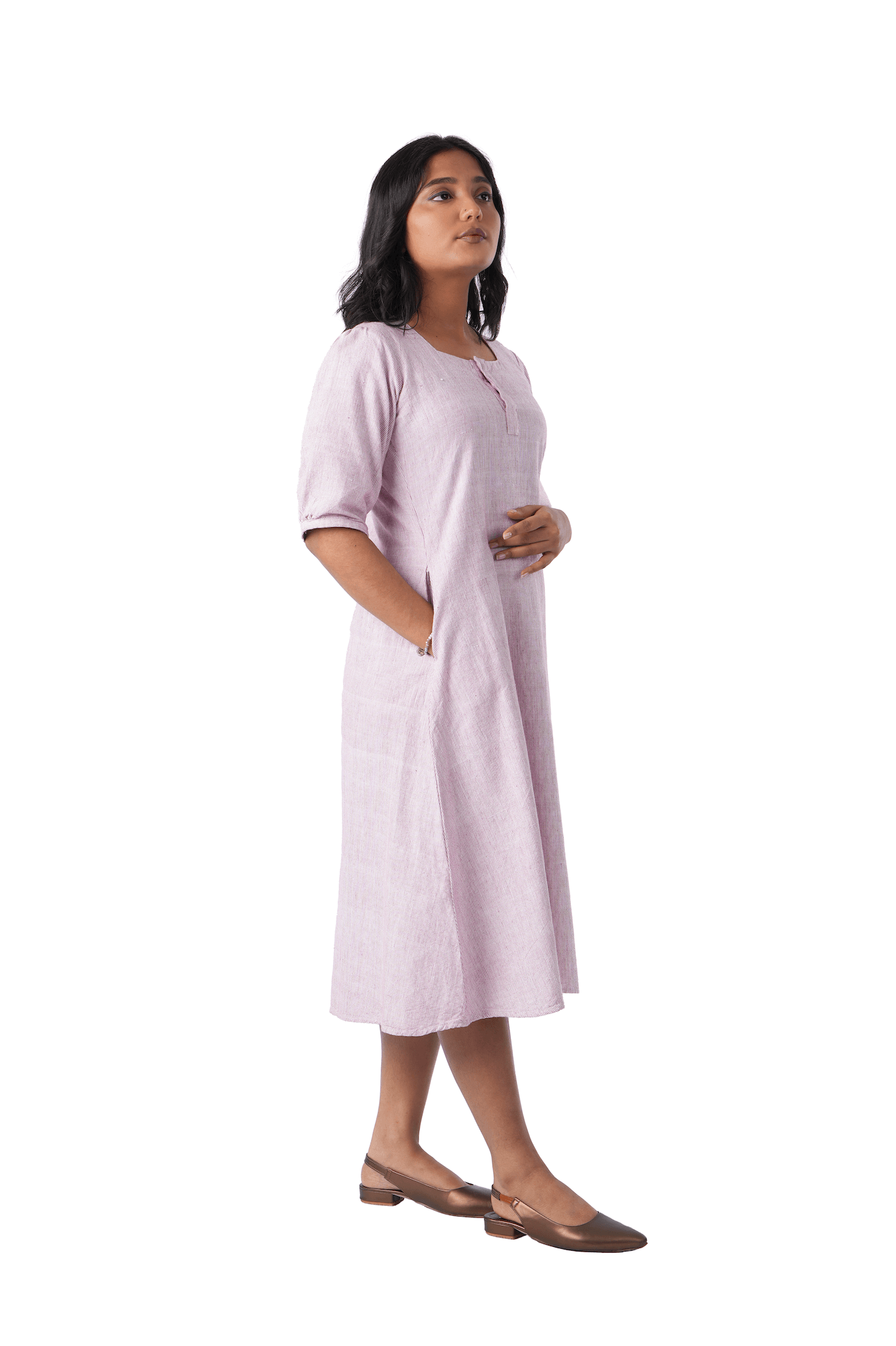Pink Handloom A-line Kurta Dress