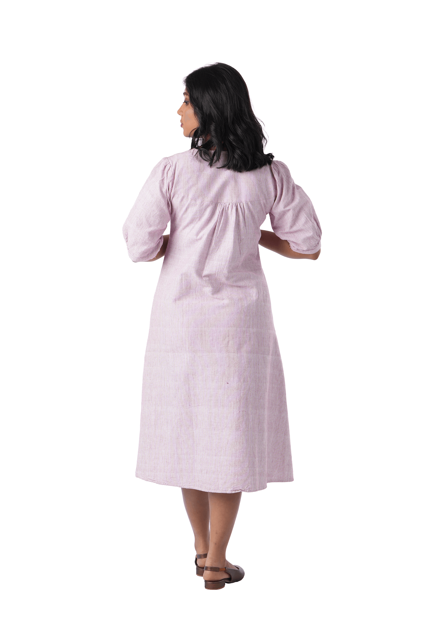 Pink Handloom A-line Kurta Dress