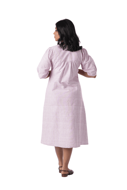 Pink Handloom A-line Kurta Dress