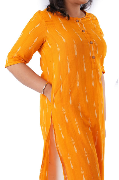 Yellow Ikat Kurta
