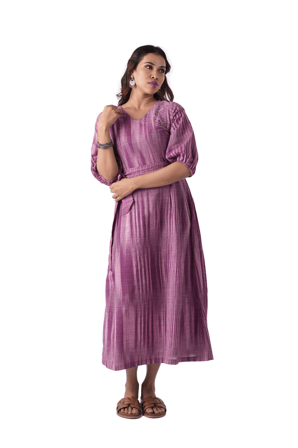 purple kurta with waist belt