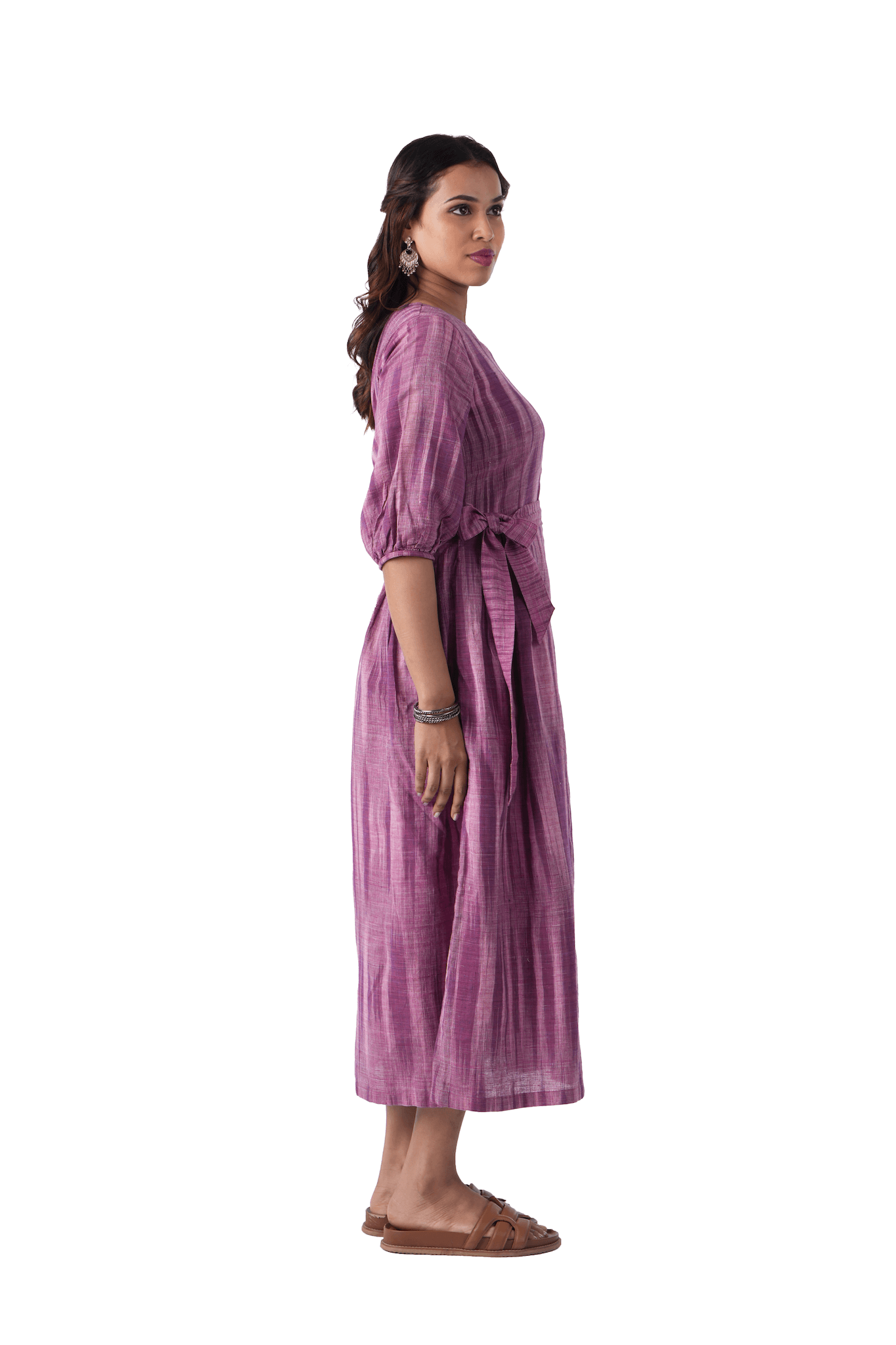 purple kurta with waist belt