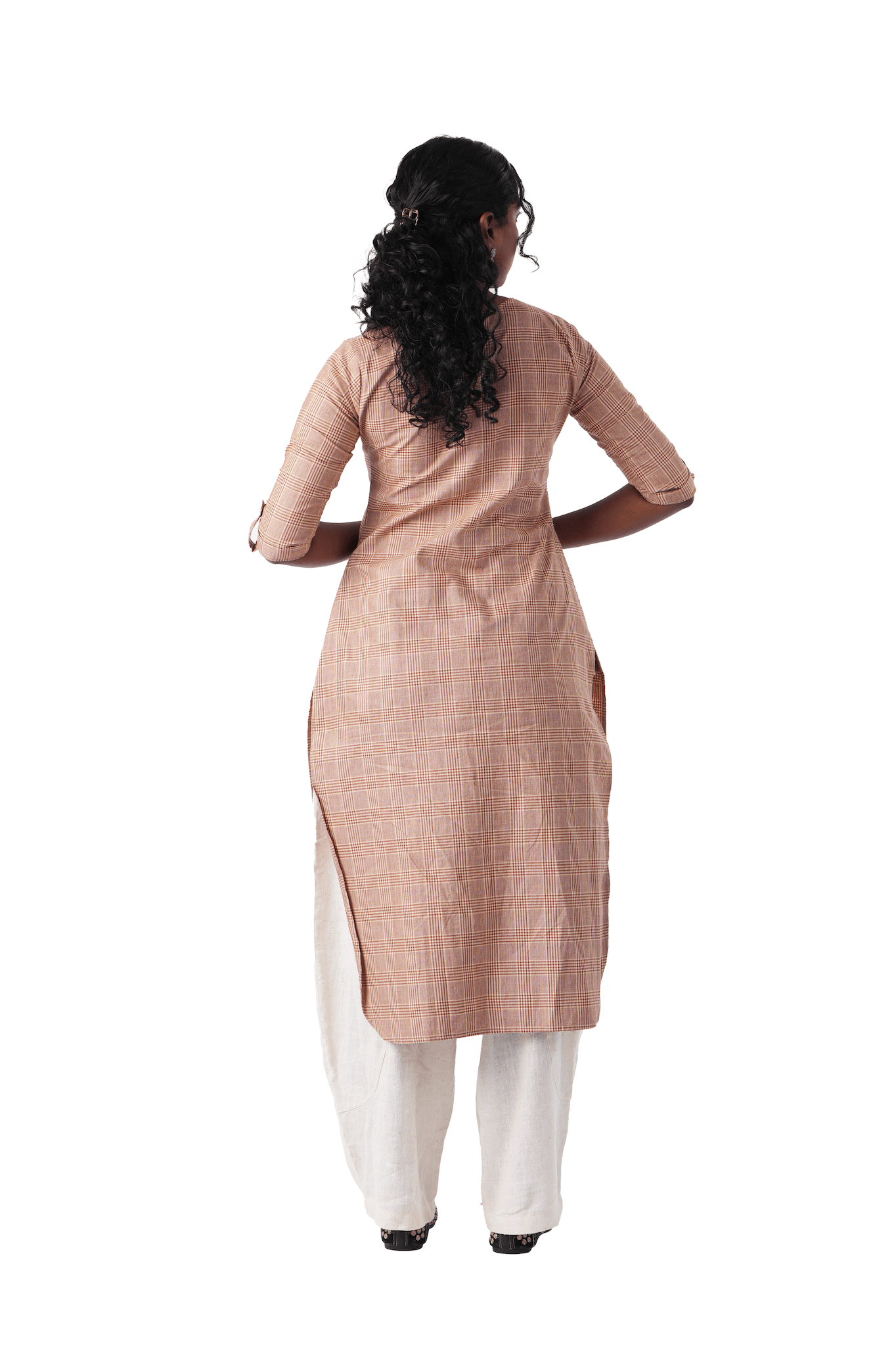 Checkered Brown Kurta