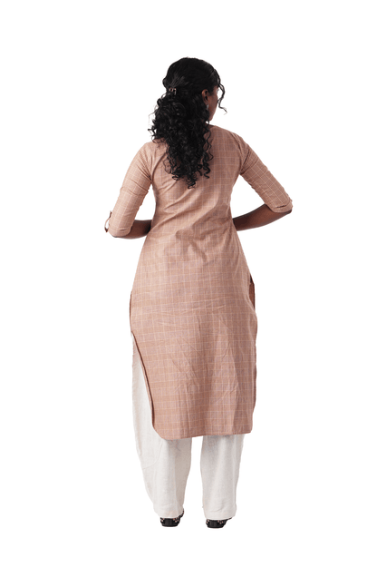 Checkered Brown Kurta
