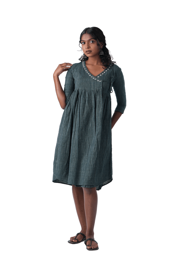 Green Khadi Wrap Dress