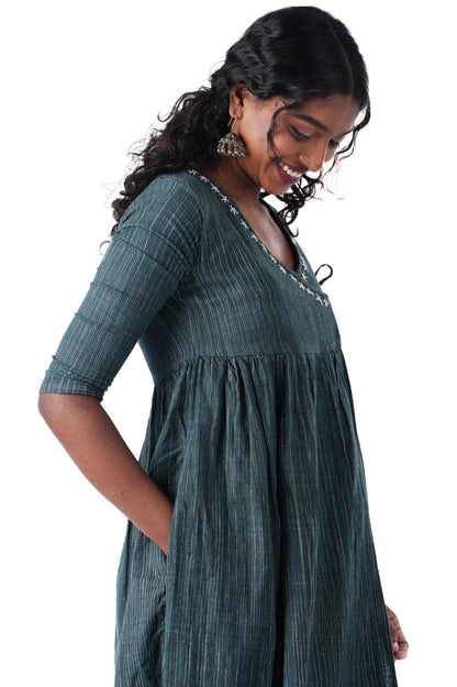 Green Khadi Wrap Dress
