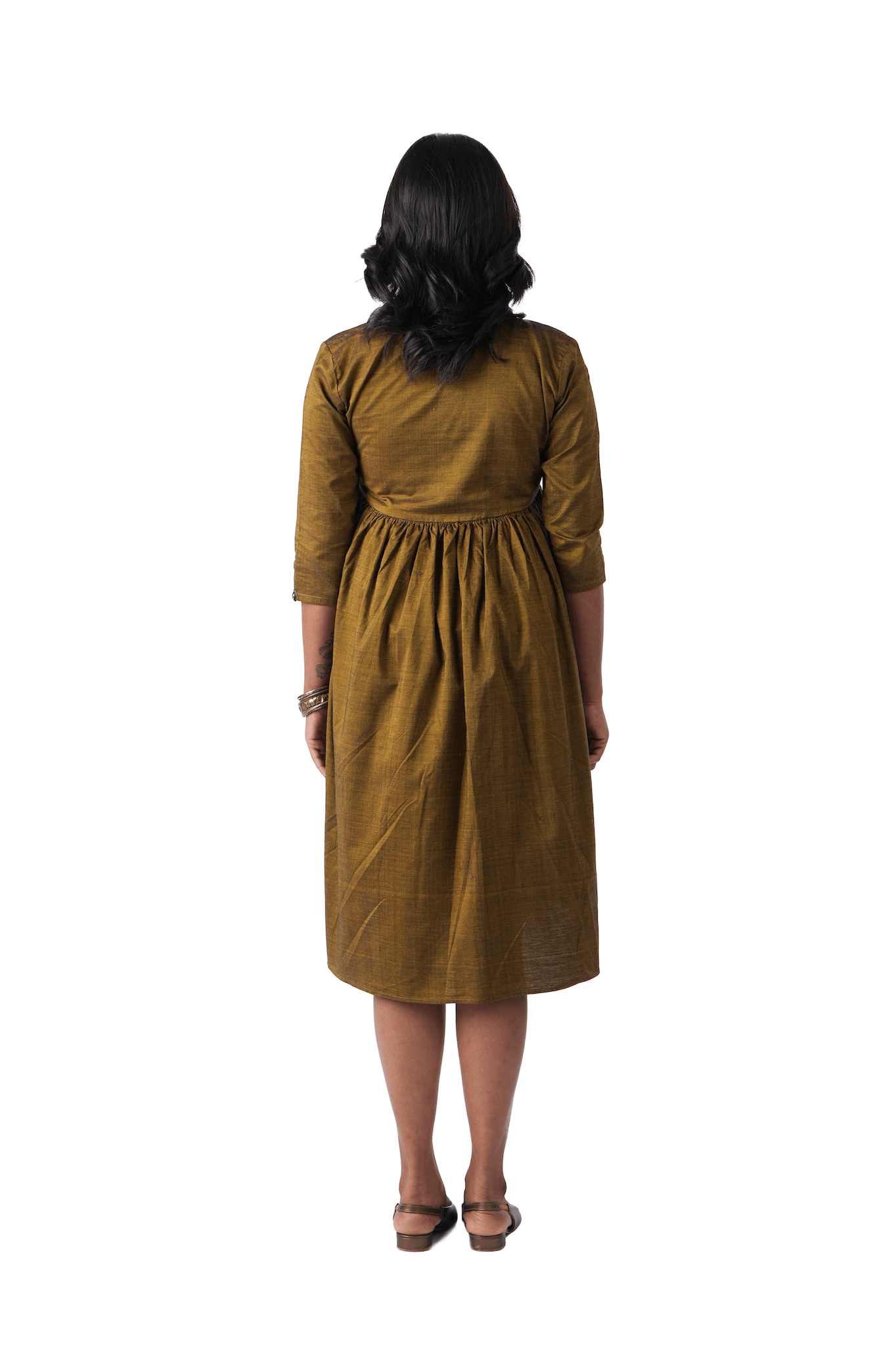 Olive Green Double shade handloom Wrap Dress