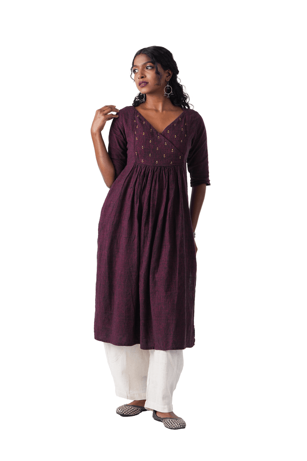 Yoke Kurta with Yellow Embroidery
