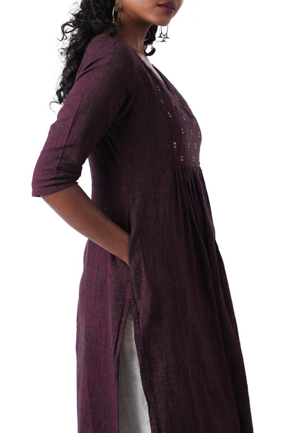 Yoke Kurta with Yellow Embroidery