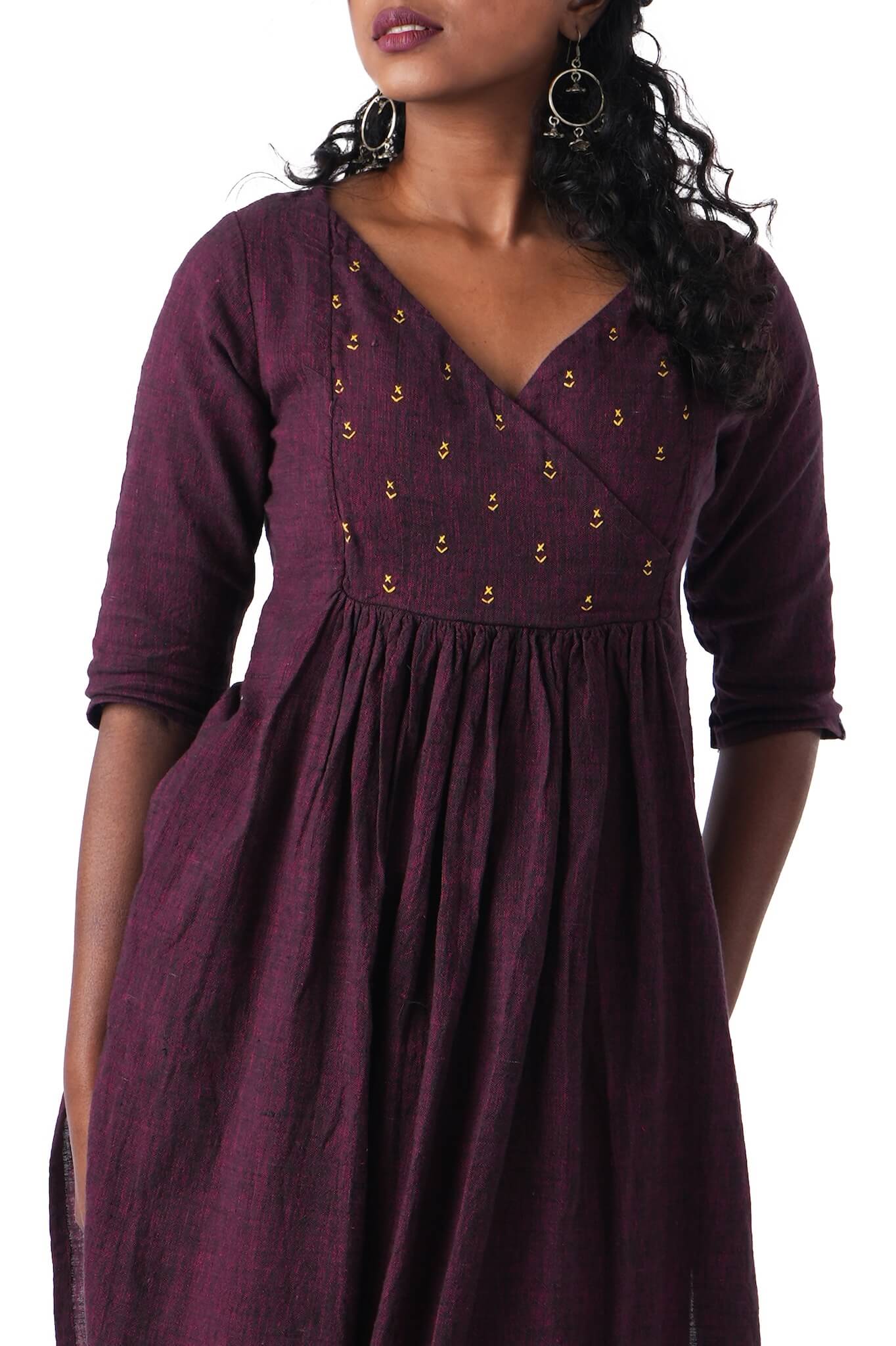 Yoke Kurta with Yellow Embroidery