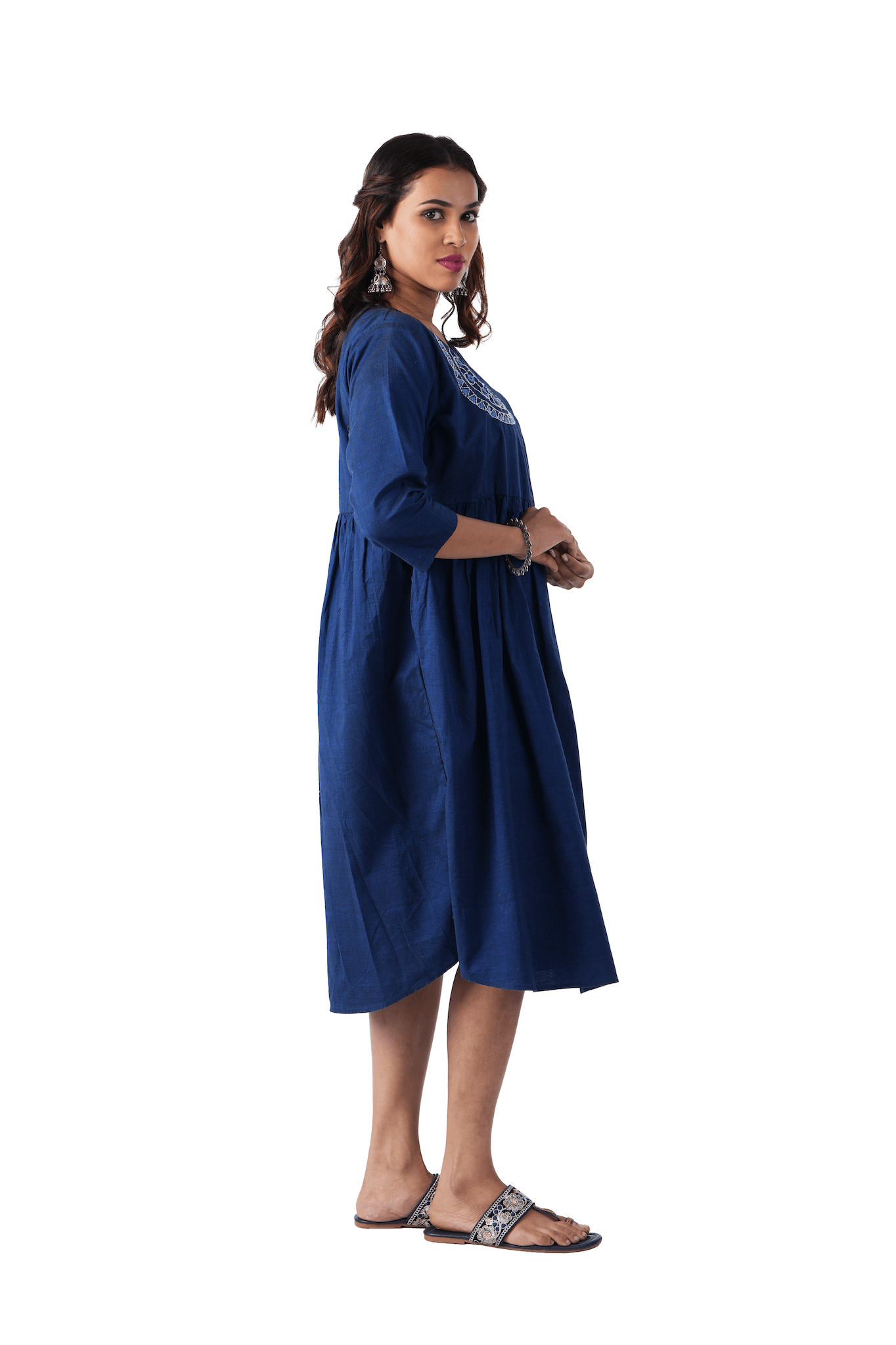 Blue Double shade handloom Wrap Dress