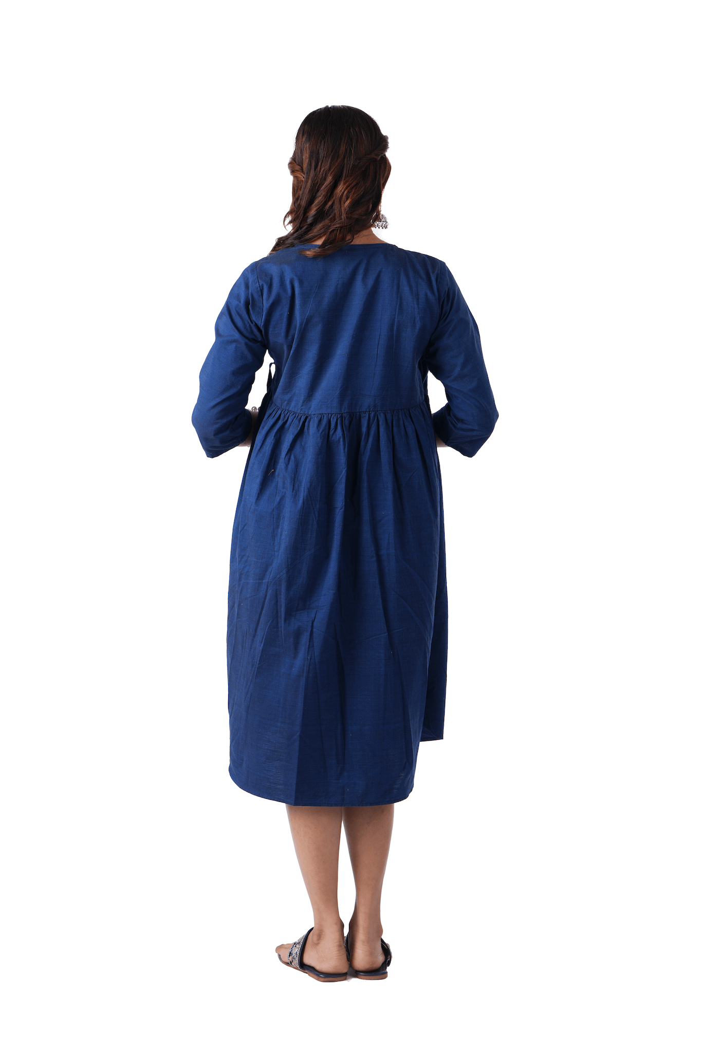 Blue Double shade handloom Wrap Dress