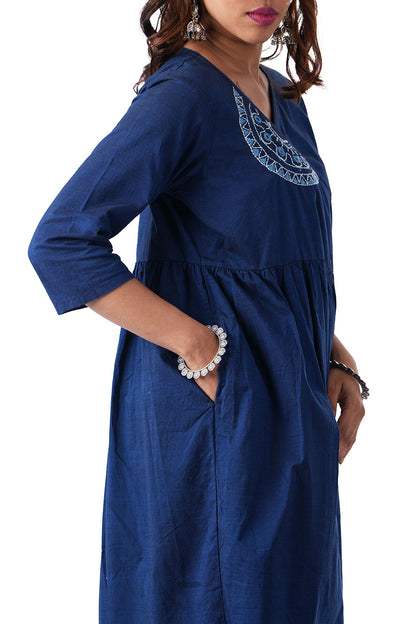 Blue Double shade handloom Wrap Dress