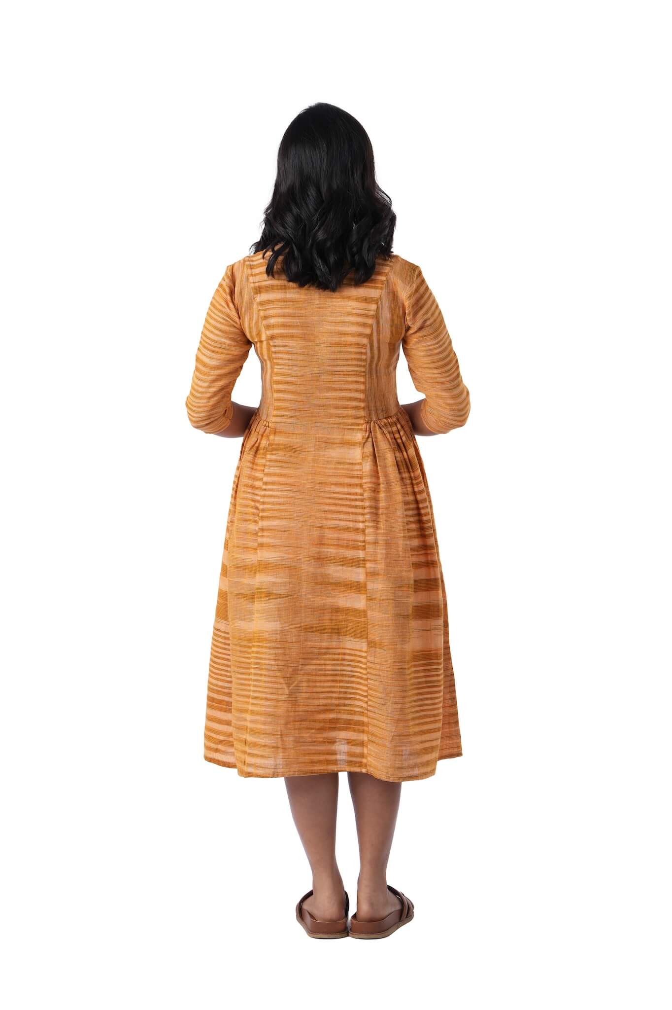 Yellow Handloom Kurta Dress with Side Embroidery