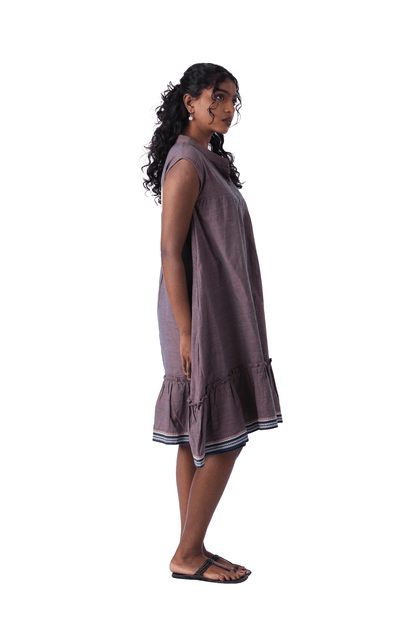 Purple front button open frock