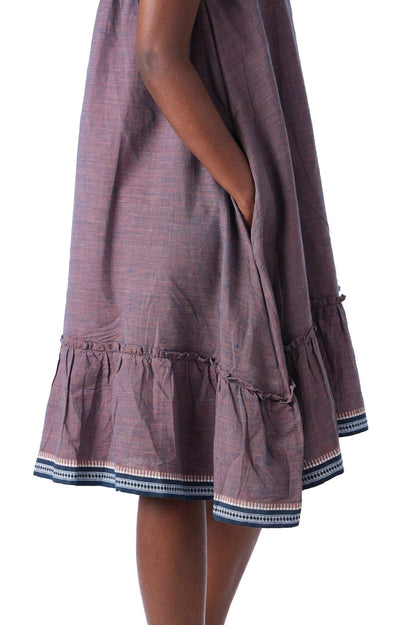 Purple front button open frock