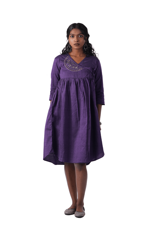 Double Shade Purple Wrap Dress