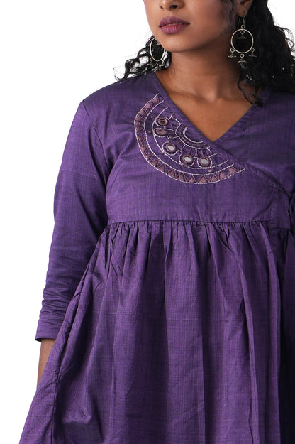 Double Shade Purple Wrap Dress