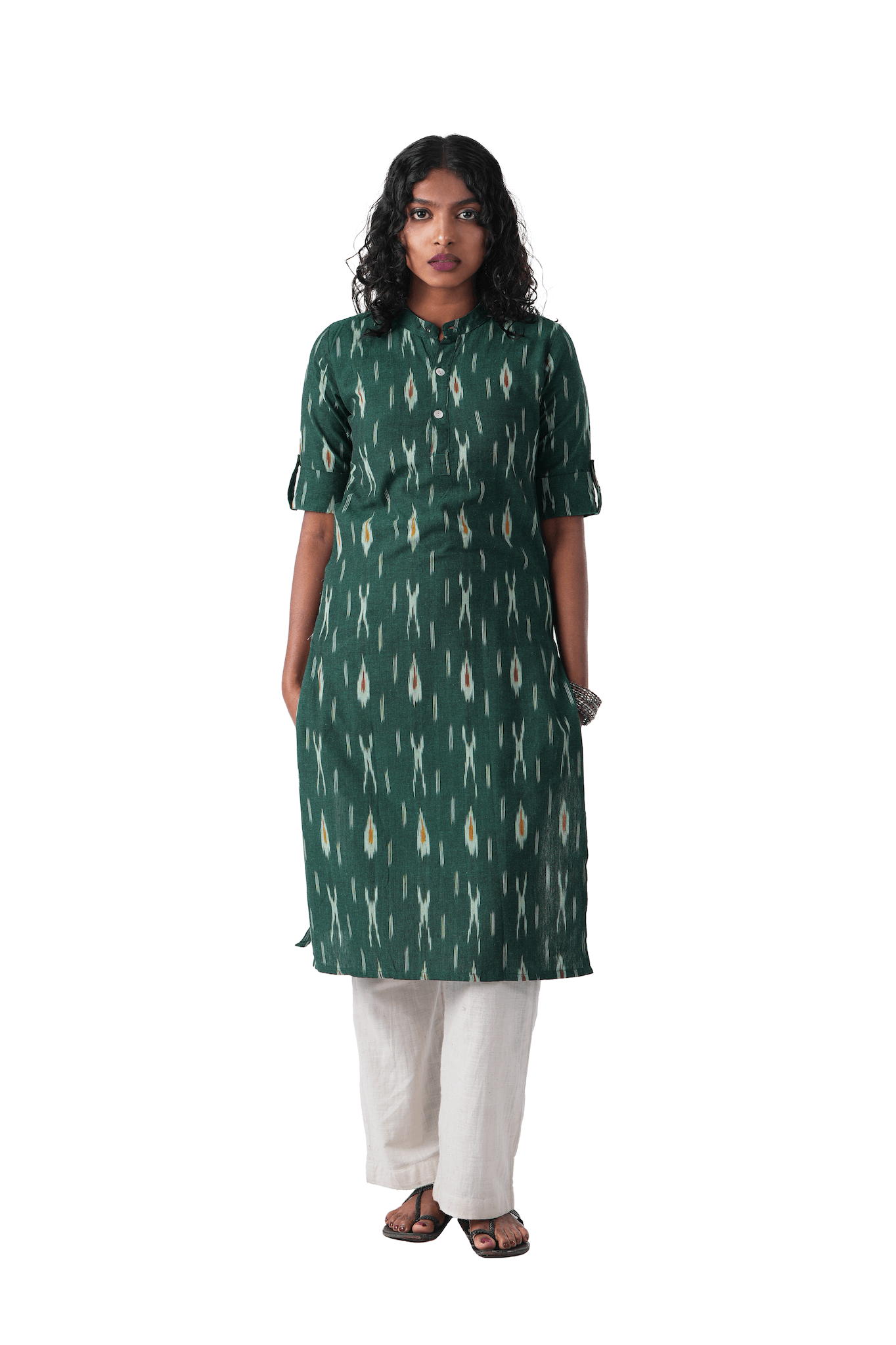 Green Ikat Handloom Kurta
