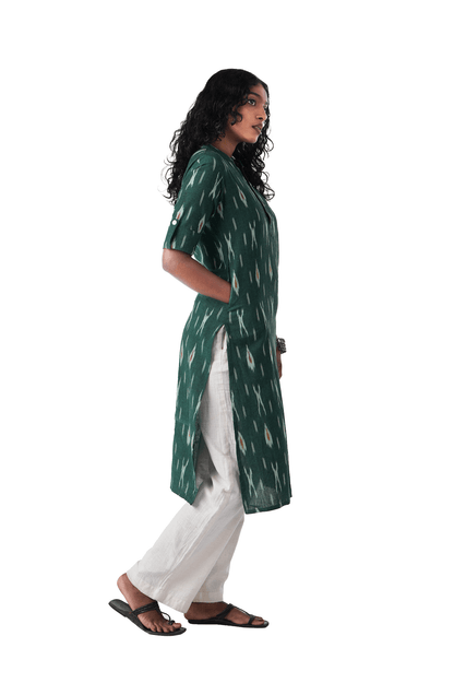 Green Ikat Handloom Kurta