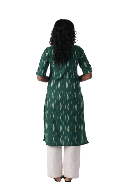 Green Ikat Handloom Kurta