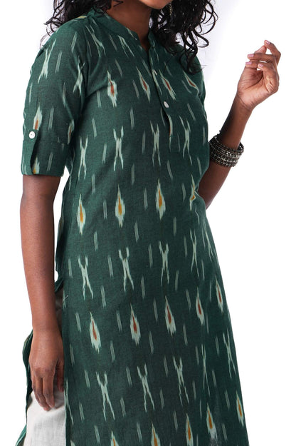 Green Ikat Handloom Kurta