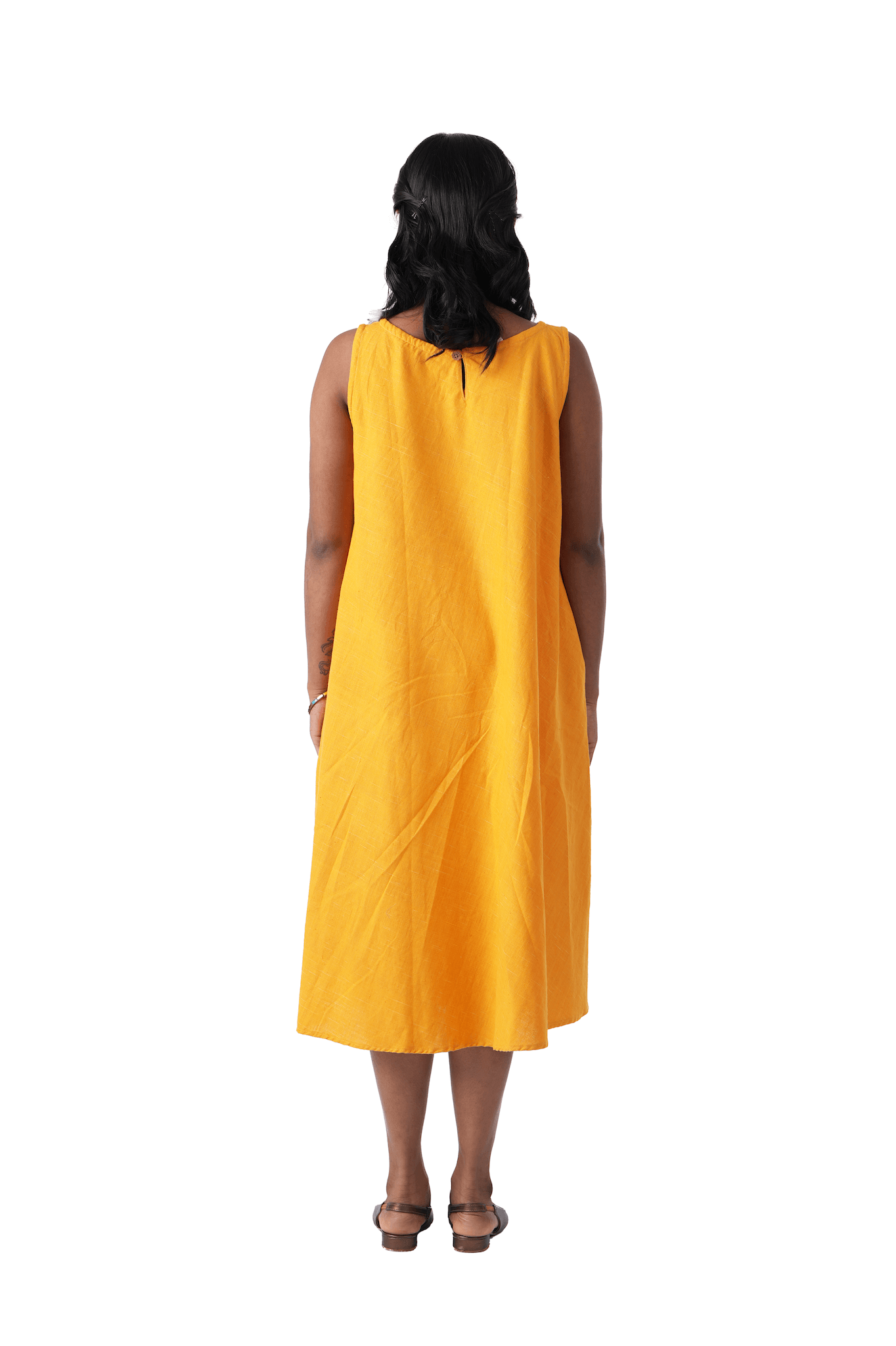 Yellow Dress with Block Print