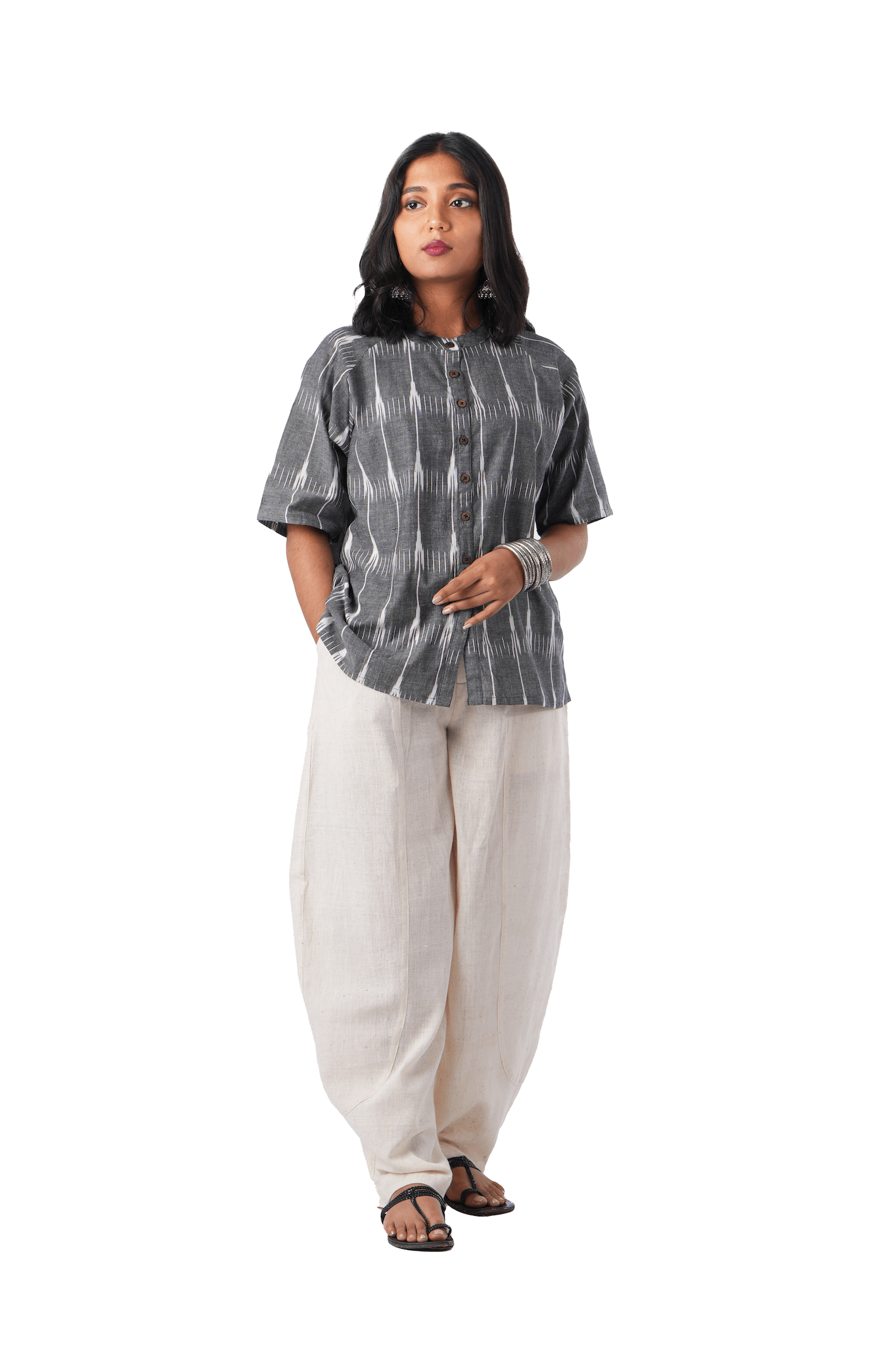 Grey Ikat Tunic Top