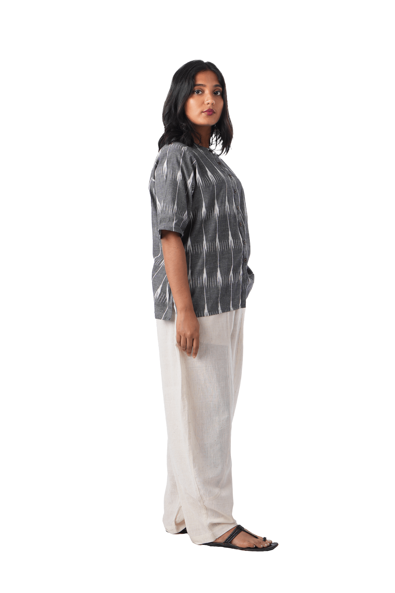 Grey Ikat Tunic Top