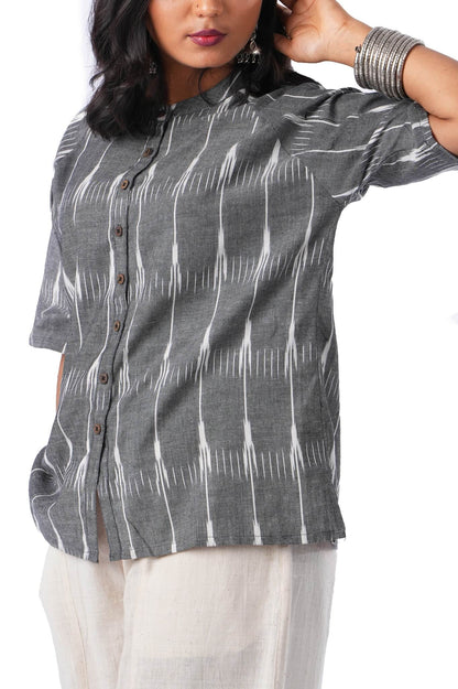 Grey Ikat Tunic Top