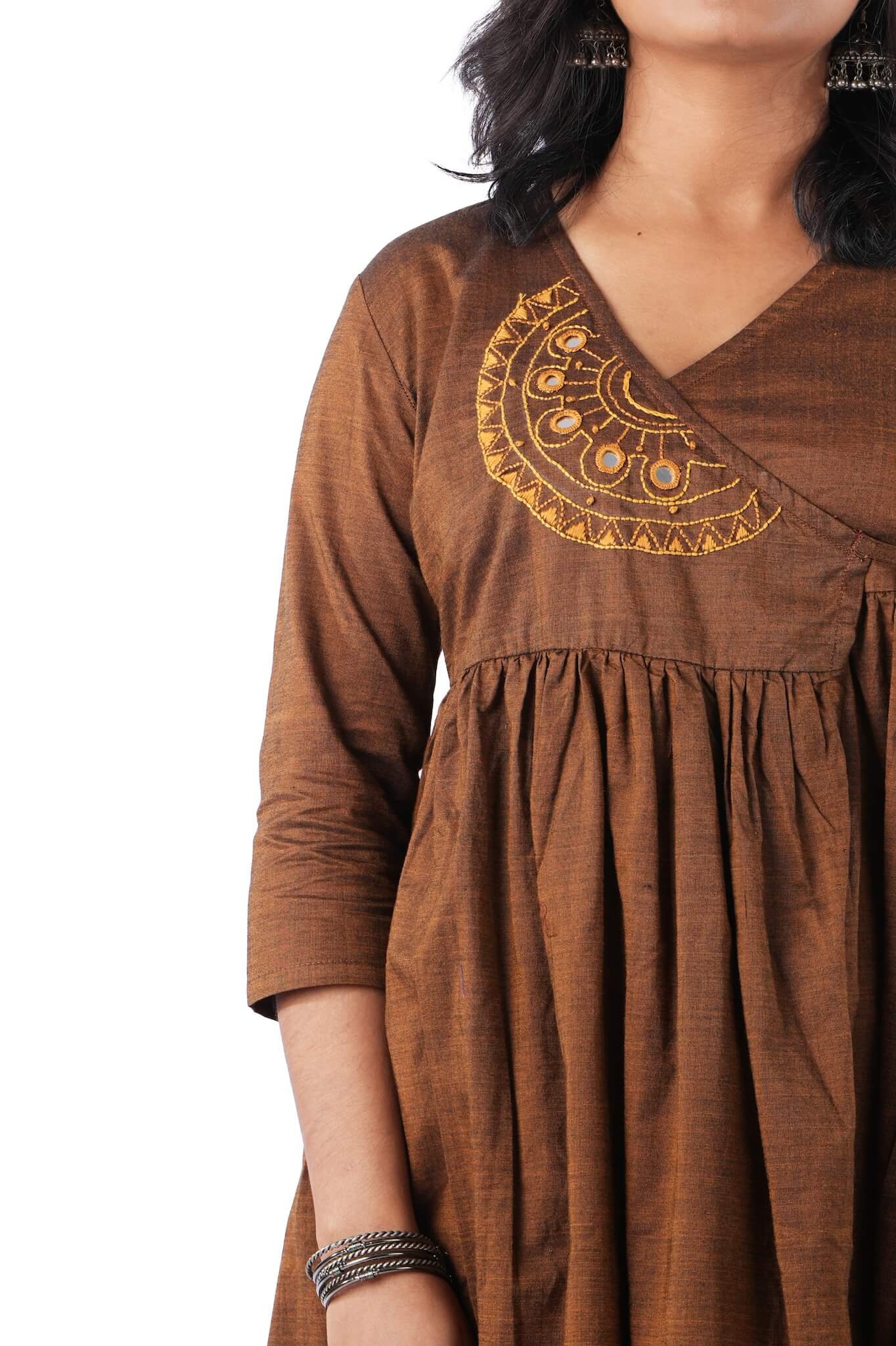 Brown Double shade handloom Wrap Dress