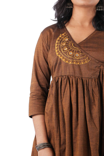 Brown Double shade handloom Wrap Dress