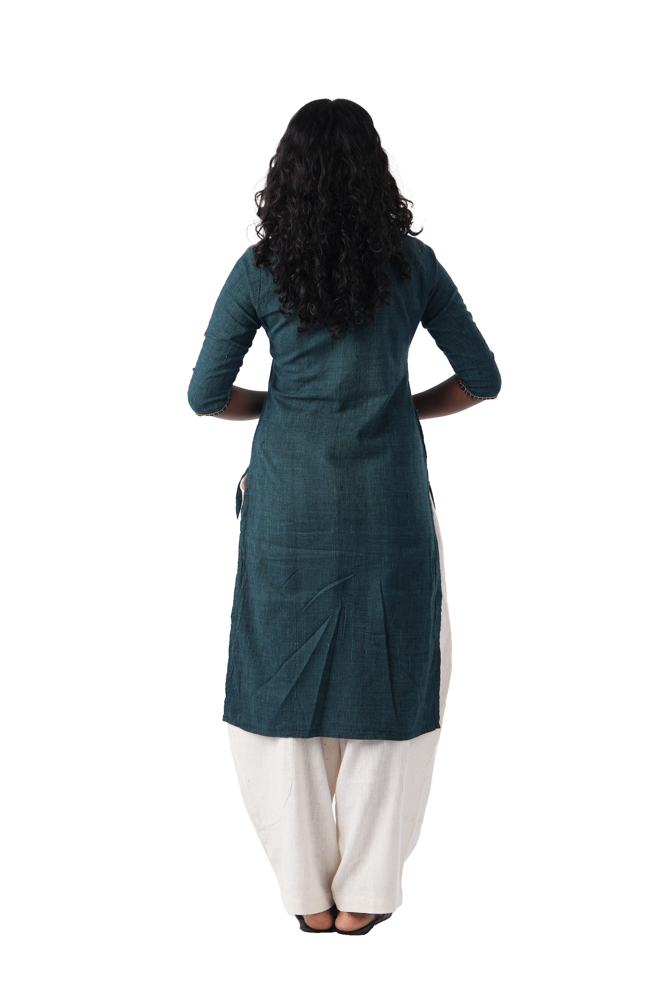 Green Kurta with Yellow Embroidery