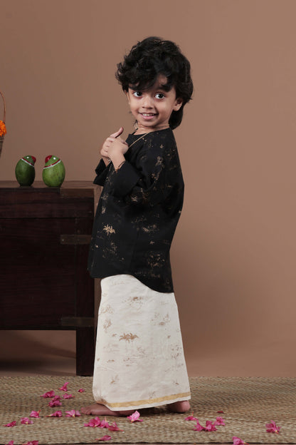Full sleeve all over print Black shirt for Kids