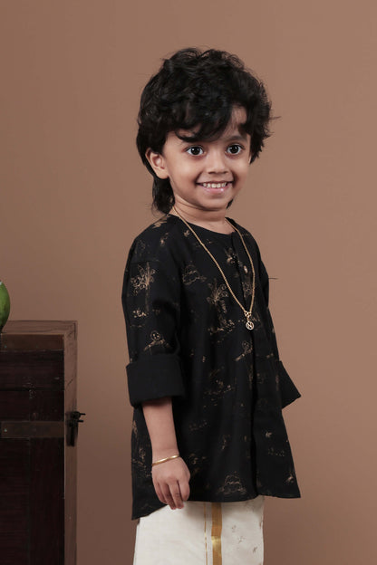Full sleeve all over print Black shirt for Kids