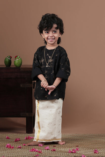 Full sleeve all over print Black shirt for Kids