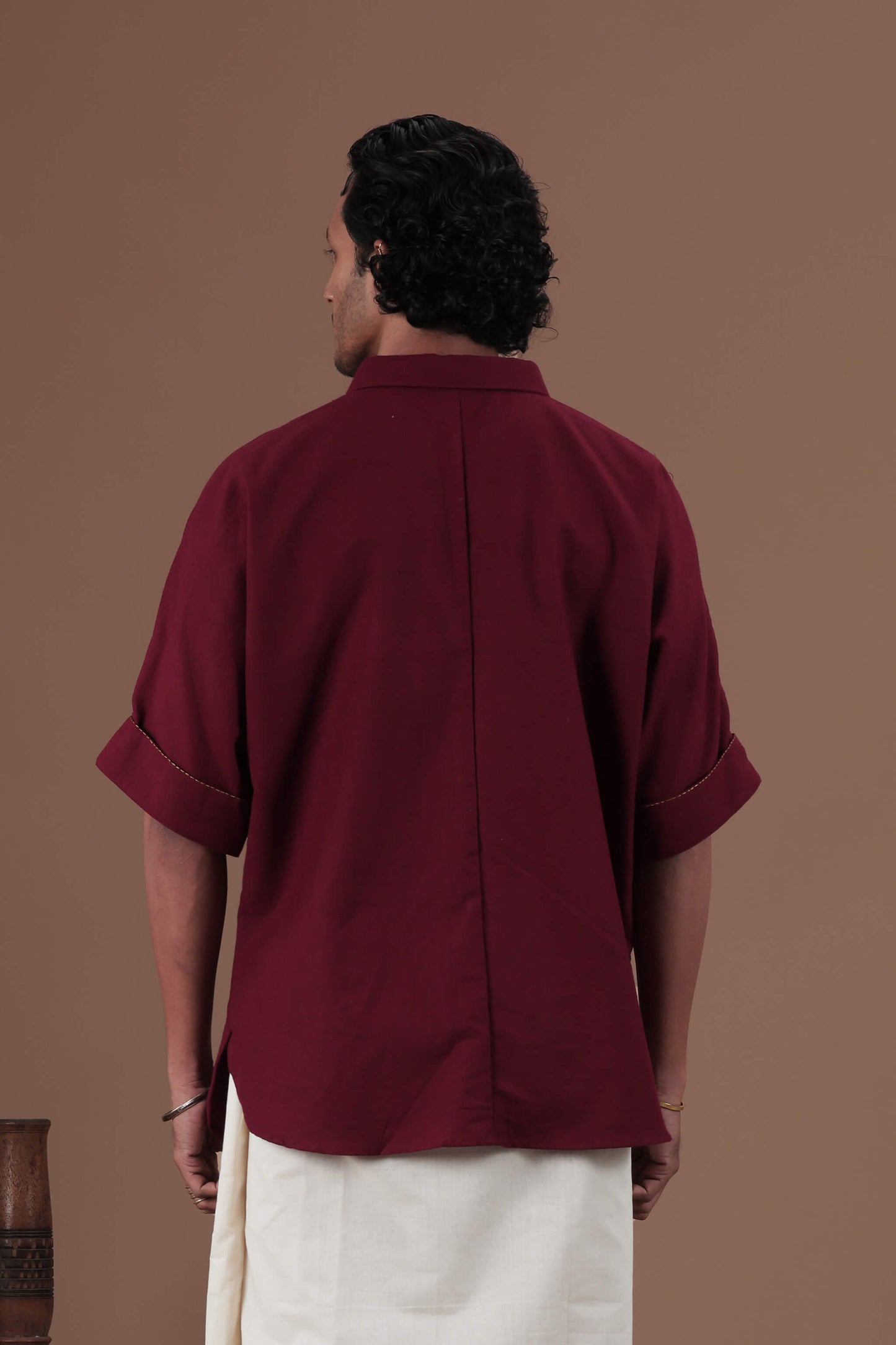 Cross stitch Parrot Motif Hand Embroidered Men's shirt