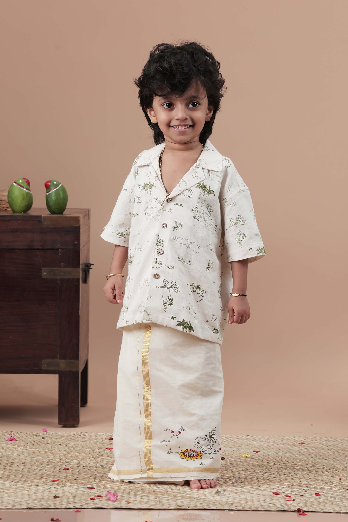 All over print Off white shirt for Kids