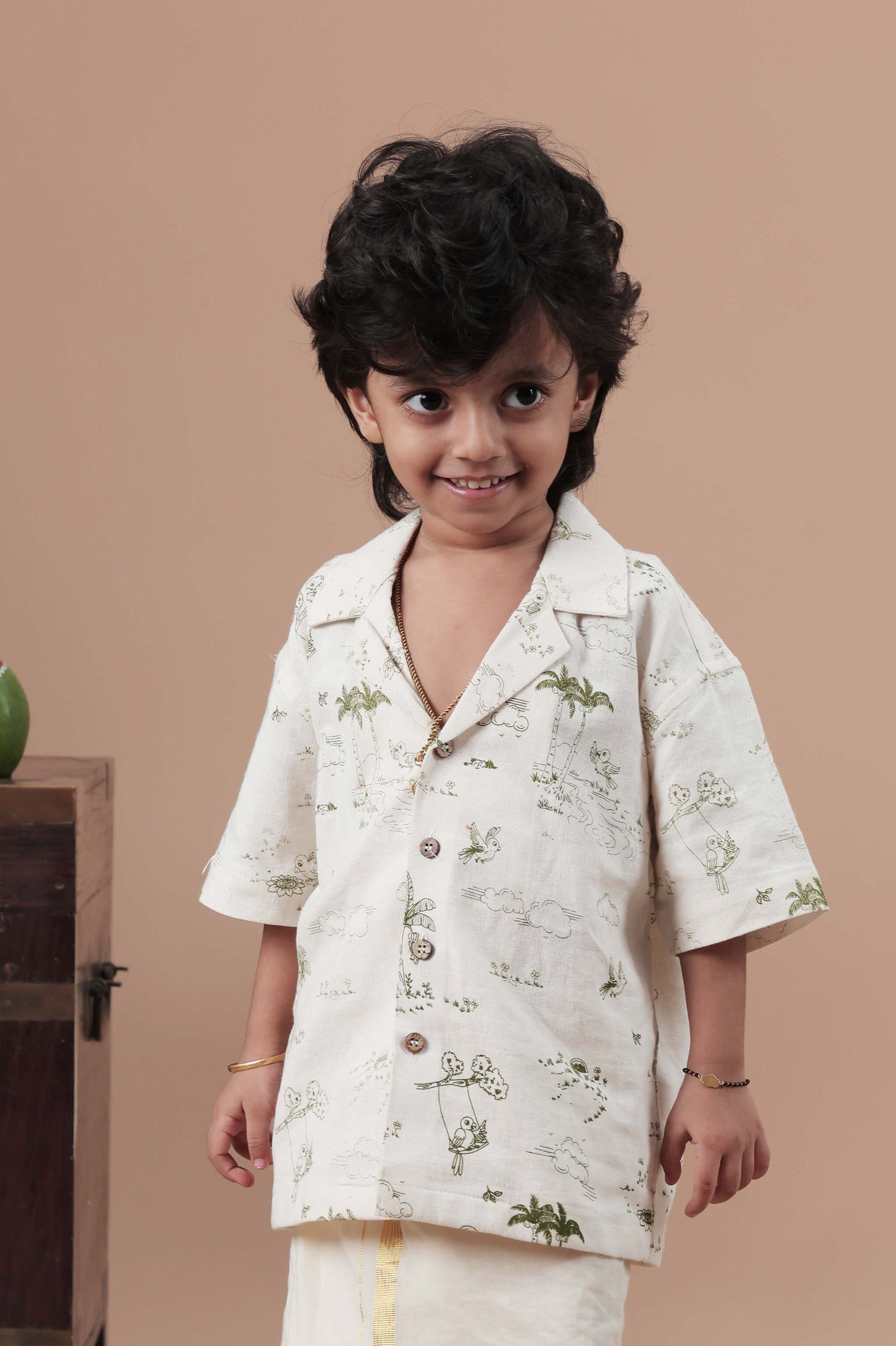 All over print Off white shirt for Kids