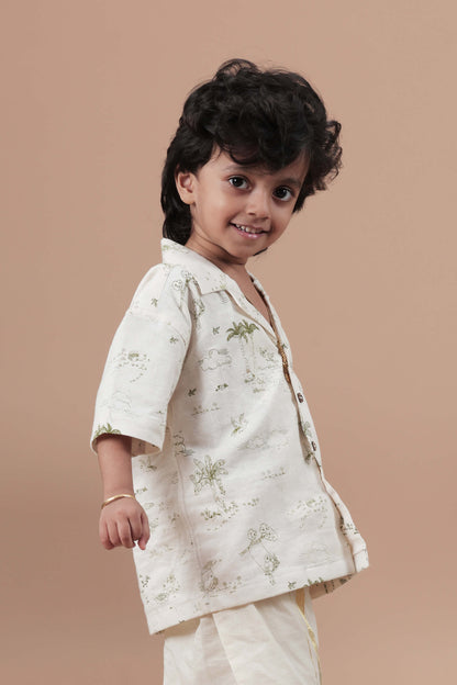 All over print Off white shirt for Kids
