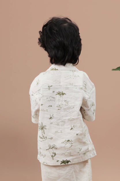 All over print Off white shirt for Kids