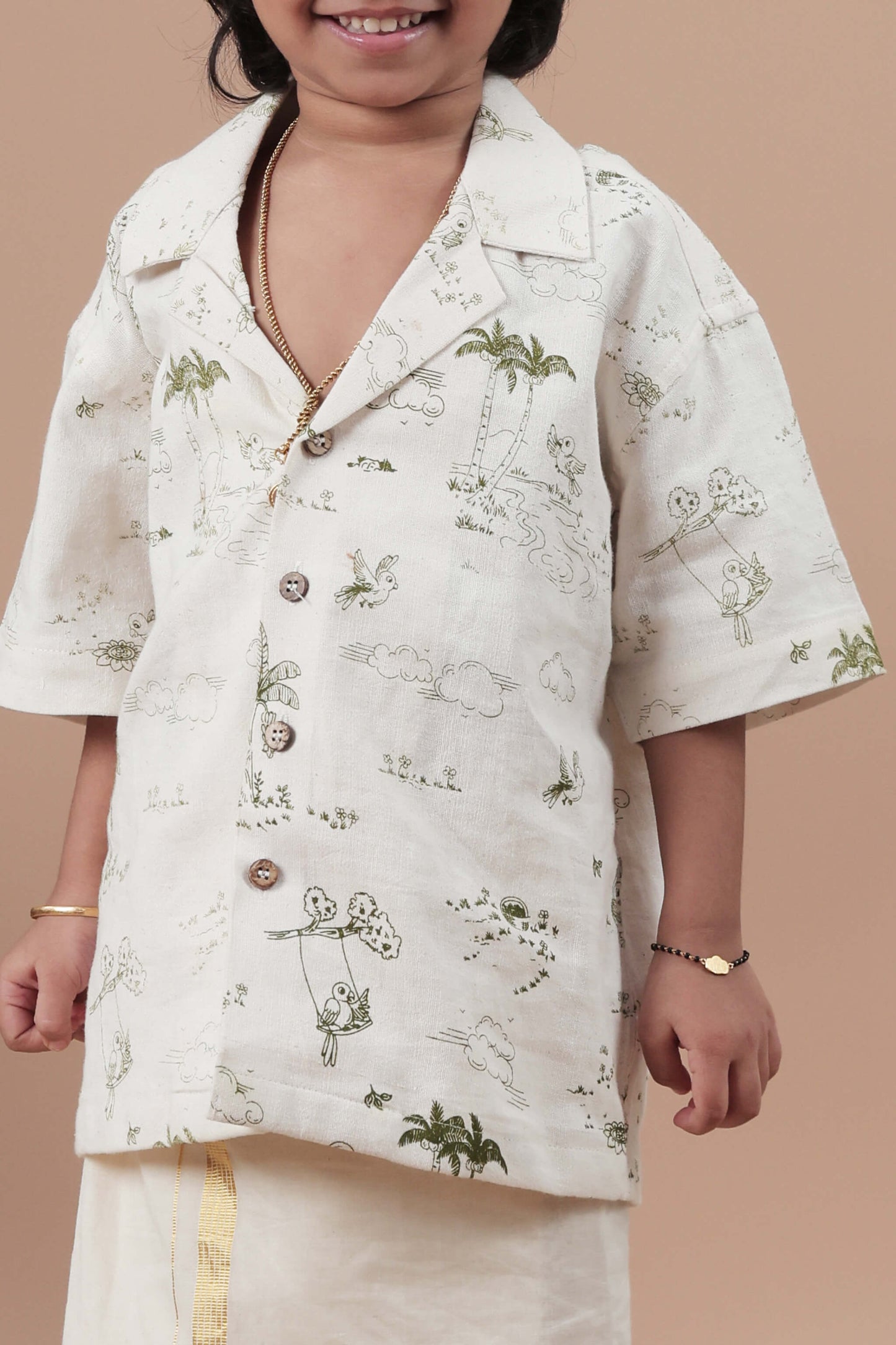 All over print Off white shirt for Kids