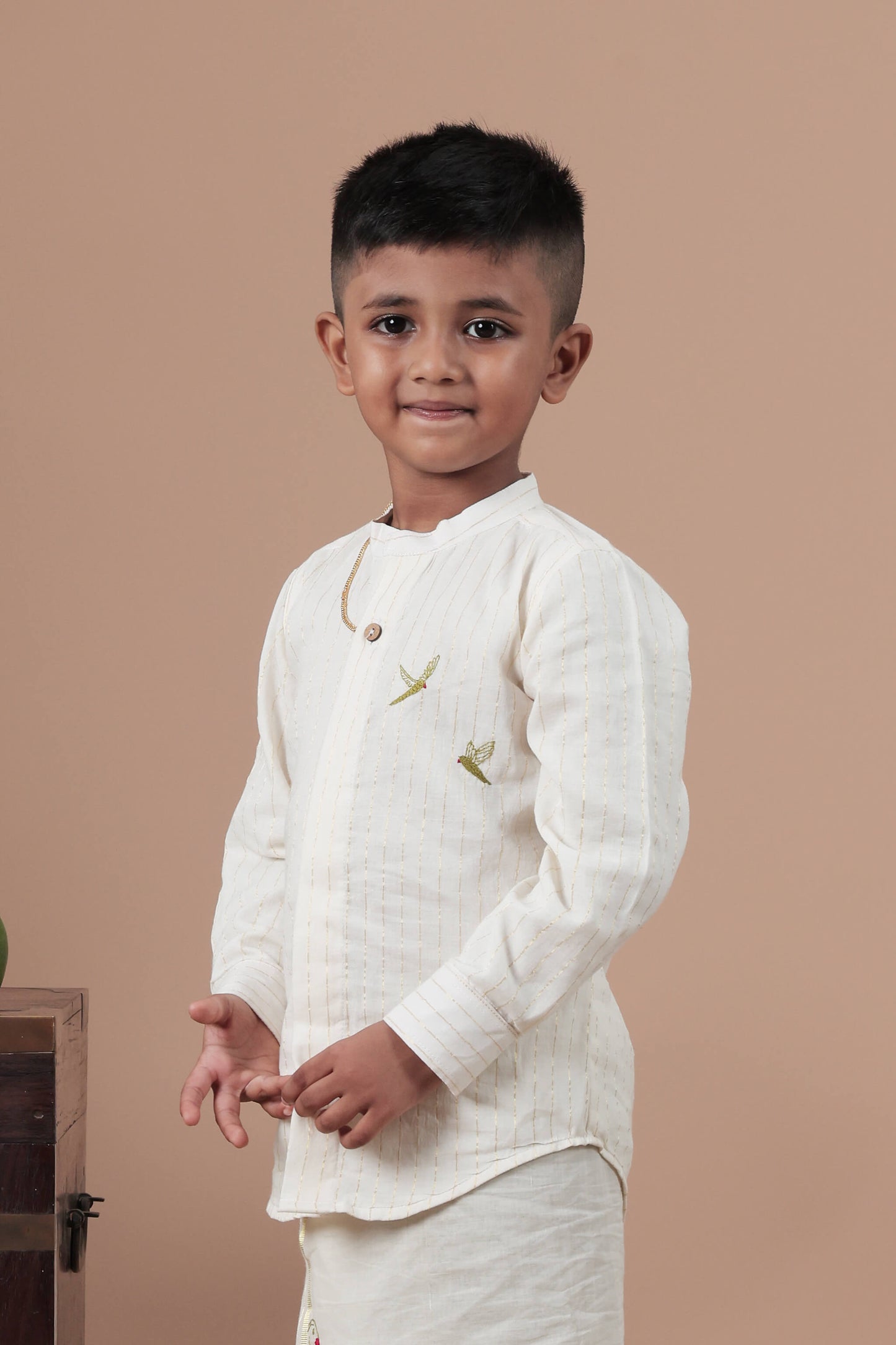Parrot Motif Hand Embroidered Full sleeve shirt for Kids