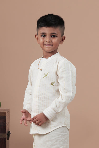 Parrot Motif Hand Embroidered Full sleeve shirt for Kids