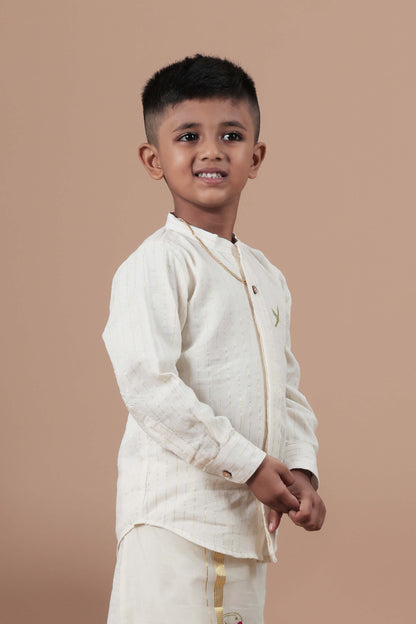 Parrot Motif Hand Embroidered Full sleeve shirt for Kids