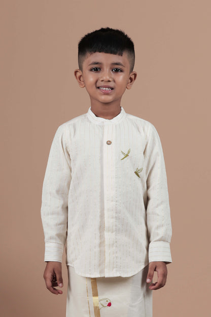 Parrot Motif Hand Embroidered Full sleeve shirt for Kids